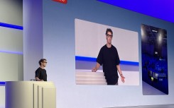 Meta CEO Mark Zuckerberg speaks as he presents the new Meta Ray-Ban Display. AFP/Benjamin Legendre
