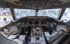 Inside the flight deck of a Boeing 777. Nicolas Economou/NurPhoto via AFP