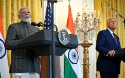 US President Donald Trump and Indian Prime Minister Narendra Modi. AFP/Andrew Caballero-Reynolds