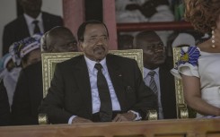 Cameroon incumbent President Paul Biya looks on during a campaign rally in Maroua. AFP/Robert Fimbaye