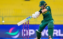 South Africa's captain Laura Wolvaardt plays a shot. AFP/Ishara S. Kodikara