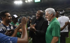 Sports and Culture Minister Gayton McKenzie and Bafana Bafana coach Hugo Broos. BackpagePix/Sydney Maghlangu