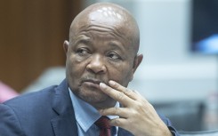 Suspended Police Minister Senzo Mchunu at the Parliamentary Ad Hoc Committee inquiry. Gallo Images/Brenton Geach