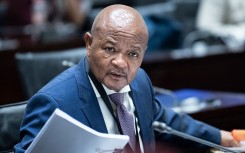 Police Minister Senzo Mchunu at the Parliamentary Ad Hoc Committee inquiry. Brenton Geach/Gallo Images via Getty Images