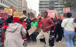 The informal traders outside court. eNCA/Nabeelah Shaikh