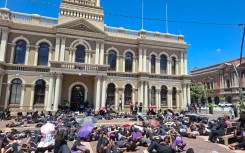 On Friday, nearly 200 Nelson Mandela University students marched to City Hall for the GBV National Shutdown. eNCA/Ronald Masinda