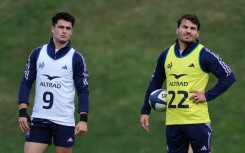 France's scrum-half Nolann Le Garrec and France's scrum-half Antoine Dupont