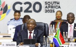 President Cyril Ramaphosa gives the opening speech as he chairs the G20 Leaders' Summit. AFP/Pool