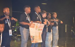 Child delegates at the G20 Social Summit hand over the CH20 declaration