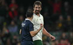 South Africa's Eben Etzebeth leaves the field having received a red card by French referee Luc Ramos. AFP/Paul Ellis