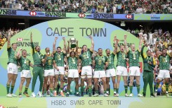 South Africa men Rugby 7 celebrate their victory. AFP/Gianluigi Guercia