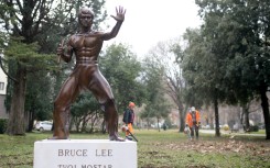 A restored statue honouring late martial arts legend Bruce Lee. AFP/Stringer