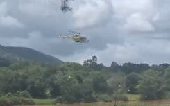 A helicopter searching for the missing soldier.