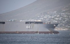 A general view of the Iranian navy ship, the IRIS Makran 441, in False Bay near Simon's Town, Cape Town, on January 8, 2026.