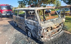 Two pupils unharmed after minibus taxi bursts into flames