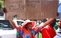  Operators protest outside the scholar transport stakeholder engagement at Johannesburg City Hall. Gallo Images/Fani Mahuntsi