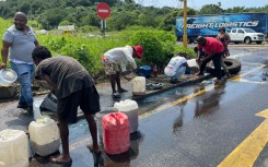 Police had to intervene to stop the looting of diesel in Durban. eNCA/Dasen Thathiah