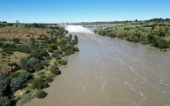 Water passing through Vaal Dam sluices into the Vaal River. AFP/Phill Magakoe