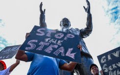 Protesters outside the unveiling of a statue at North Beach Precinct.Gallo Images/Darren Stewart