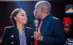The EFF President Julius Malema with his wife at the East London Magistrate’s Court. Photo EFF X account
