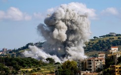 Smoke rises following an Israeli airstrike that targeted the southern Lebanese village of Nabatieh. AFP/Abbas Fakih