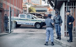 Police securing the area at the Pinetown court. eNCA/Dasen Thathiah
