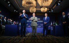 US Vice President JD Vance speaks next to Pakistan's Prime Minister Shehbaz Sharif, Qatar's Prime Minister Sheikh Mohammed bin Abdulrahman bin Jassim al-Thani and Pakistan's Chief of Army Staff Field Marshal Asim Munir during a quadrilateral meeting. AFP