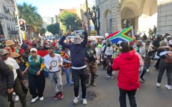 Protesters gathering in Cape Town. eNCA/Nobesuthu Hejana