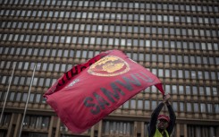Samwu flag. Cornel Van Heerden/Beeld/Gallo Images