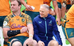 Australia's captain Harry Wilson and head coach Joe Schmidt. AFP/Tertius Pickard