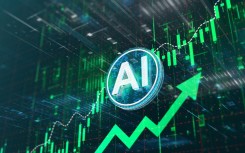 Abstract business graph of AI growth, market analysis and future projections. Getty Images/MF3d