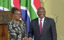 President Cyril Ramaphosa and new Social Development Minister Dina Pule. 