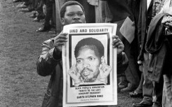 A supporter at Steve Biko's funeral in 1977. AFP/STF