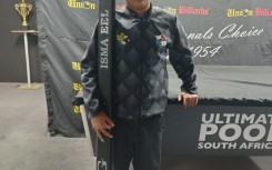 Isma-eel holding his pool cue case