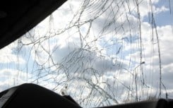 File: A cracked windscreen. Mykola Miakshykov/NurPhoto via AFP