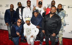 Wu-Tang Clan members pose at the New York premiere of Showtime's "Wu-Tang Clan: Of Mics And Men" as part of the Tribeca Film Festival at Beacon Theatre on April 25, 2019