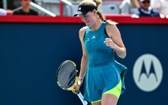 Caroline Wozniacki of Denmark reacts after winning a point against Australian Kimberly Birrell on her way to winning her first match since the 2020 Australian Open in the second round of the WTA Montreal Open