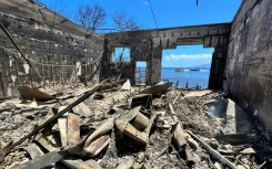 Destroyed buildings and homes are pictured in the aftermath of a wildfire in Lahaina, Hawaii