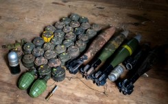 Explosive devices planted by the Myanmar military and removed during demining operations by the anti-junta Karenni Nationalities Defence Force 