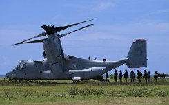 An Osprey aircraft like the one pictured crashed on a remote island off Australia's coast during a drill on Sunday