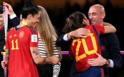 At the presentation after the World Cup final Luis Rubiales hug defender Rocio Galvez while the next player in line, Jenni Hermoso, collects her winner's medal. Rubiales then kissed Hermoso on the lips drawing wide-spread criticism