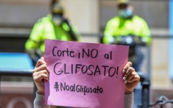 A protest against glyphosate in Colombia in 2021, where a ban on the weedkiller was lifted in 2020