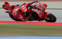 Francesco Bagnaia on his way to taking pole in Catalunya