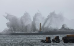 Huge waves are seen in Yilan as Typhoon Haikui makes its way to eastern Taiwan