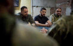 President of Ukraine Volodymyr Zelensky visits soldiers in Donetsk region, amid the Russian invasion of Ukraine