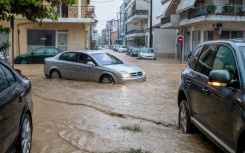 A flooded street in Volos