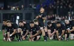 Scrum-half Aaron Smith leads the New Zealand haka before the All Blacks Test match against South Africa in July