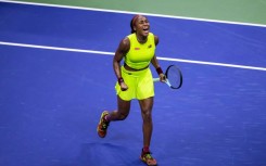 Coco Gauff celebrates after reaching the US Open final with victory over Karolina Muchova