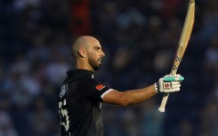 Ton-up - New Zealand's Daryl Mitchell acknowledges his century in the first ODI at Cardiff 