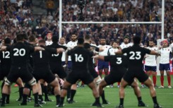 French players watch as New Zealand perform the haka before the opening match of the Rugby World Cup